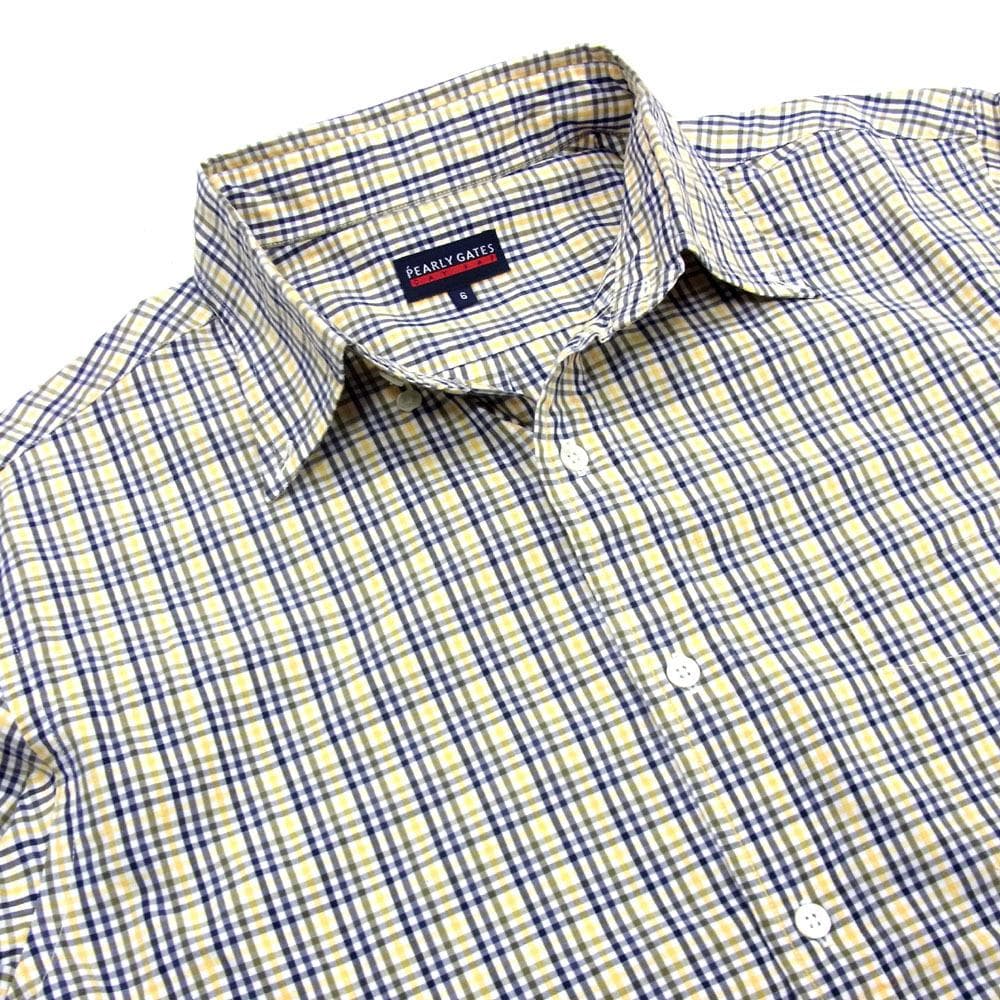 ✈ パーリーゲイツ　長袖 シャツ　チェック　総柄　刺繍　メンズ LL　ゴルフ　綿