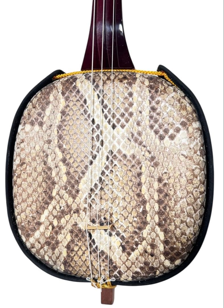 【あきじぃ〜】 三線 本蛇皮 強化張り 本革 真壁型 蛇革