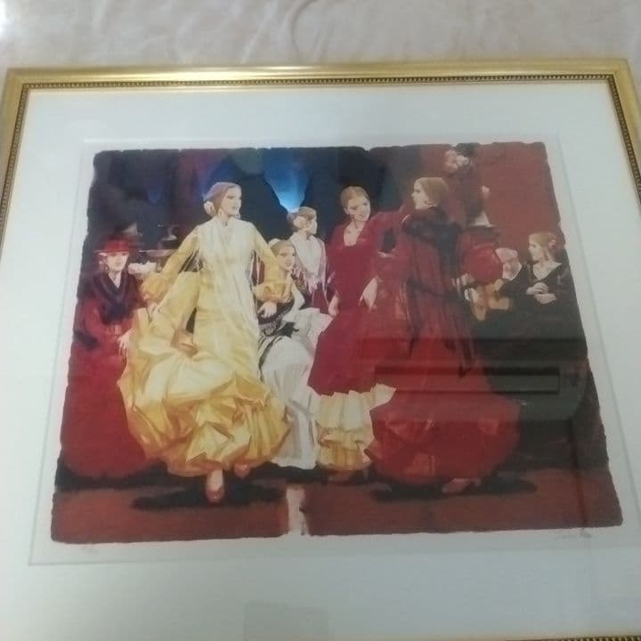 斎藤三郎　「踊り小屋」　日本画家　希少　リトグラフ　大型　大きい　ビックサイズ