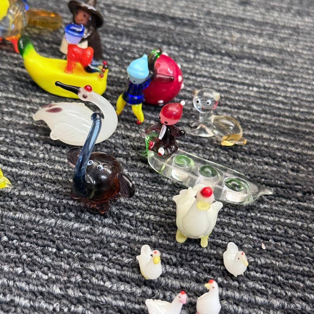 ガラス 細工 ミニチュア 小物 インテリア レトロ 動物 鶴 犬 アヒル