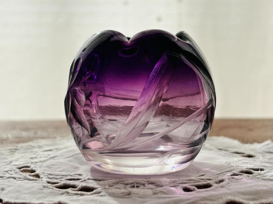 ✨最終出品✨★美品★　モーゼル　アメジストガラス　花瓶　置物　アンティーク