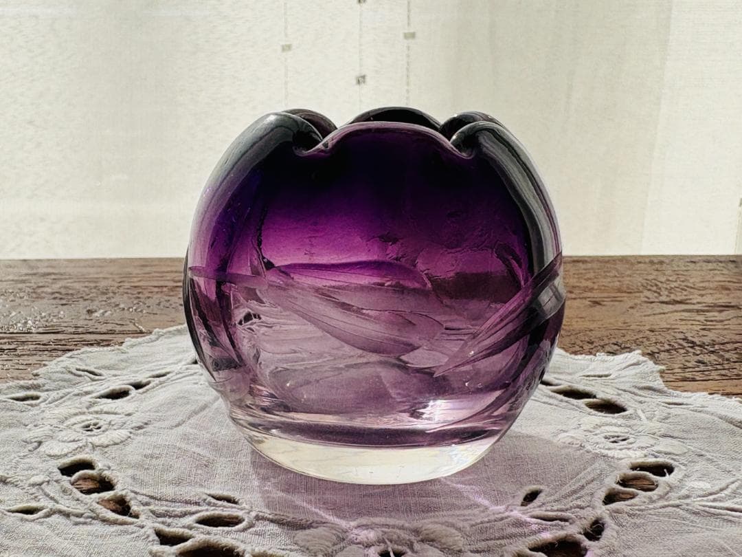 ✨最終出品✨★美品★　モーゼル　アメジストガラス　花瓶　置物　アンティーク