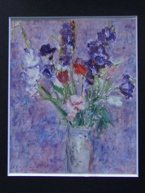 今関鷲人、「グラジオラス、トルコ桔梗、バラ」、希少な額装用画集より