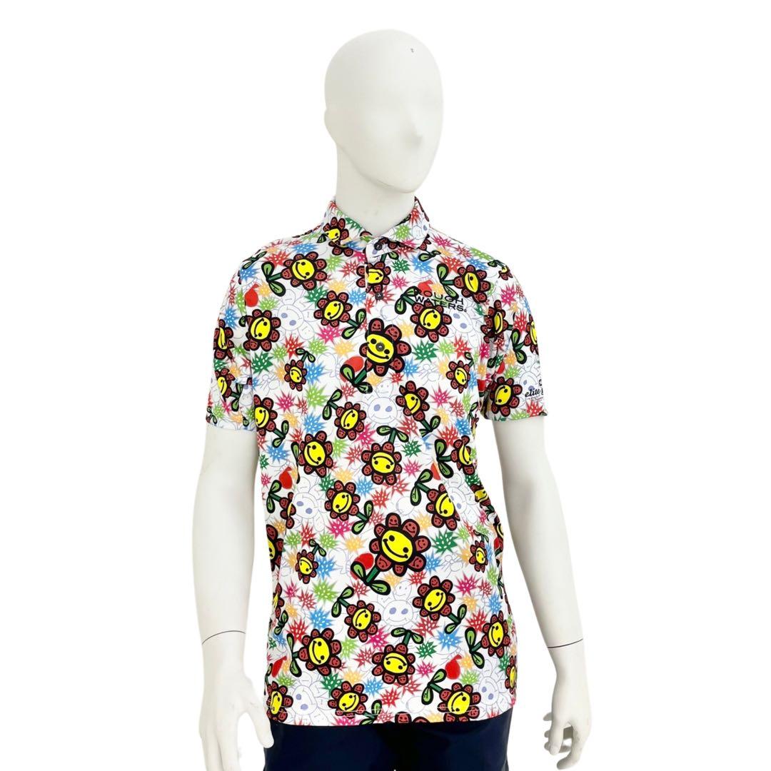 エリートグリップ　ラフウォーター　ポロシャツ　ハッピー6柄　ホワイト　LL