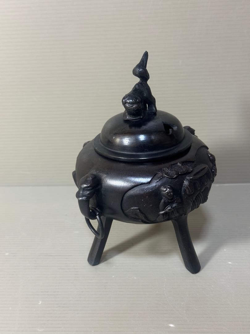 2405 銅製　三足　獅子　香炉