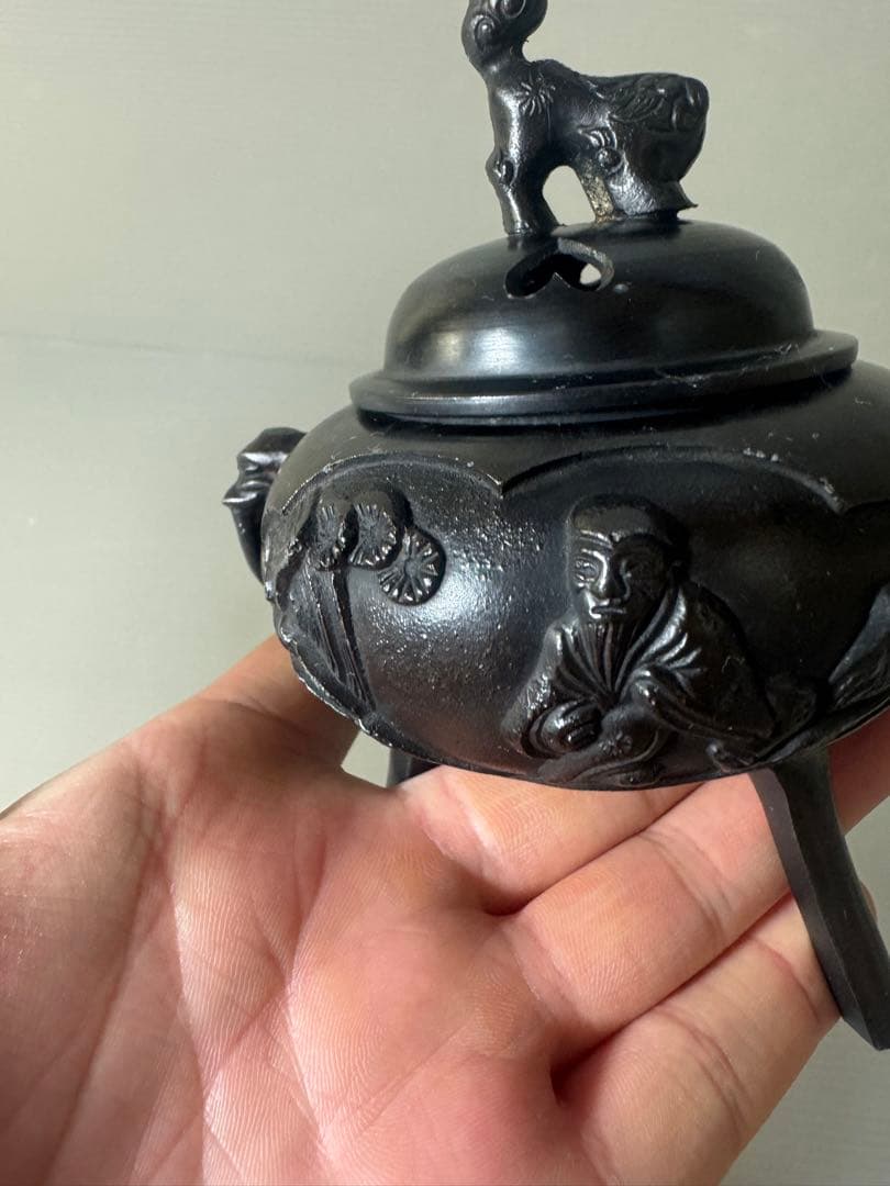 2405 銅製　三足　獅子　香炉