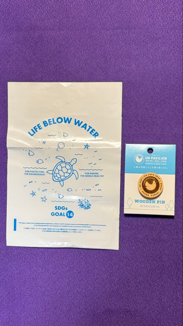 大阪万博限定 国連パビリオン ピンバッジ UN WOODEN PIN 新品未使用