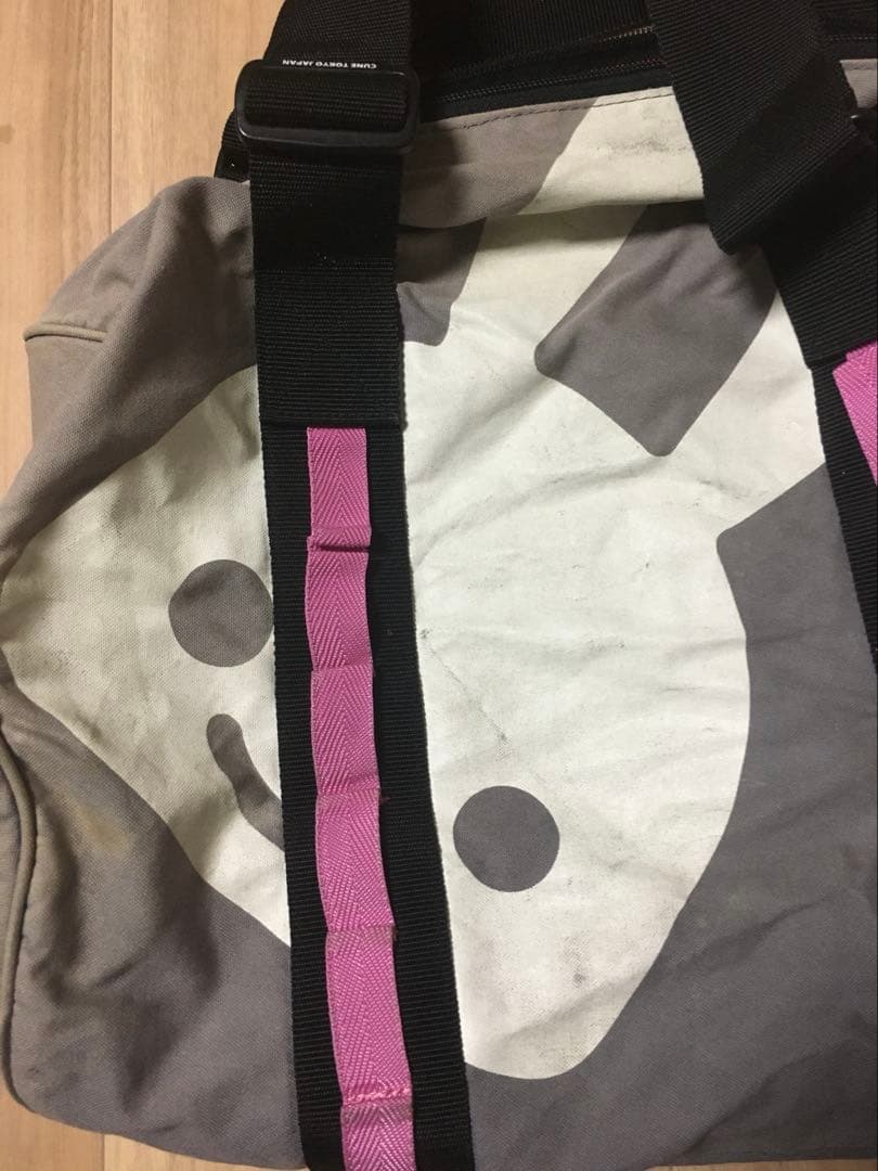 QUNE ボストンバッグ グレー/ピンク