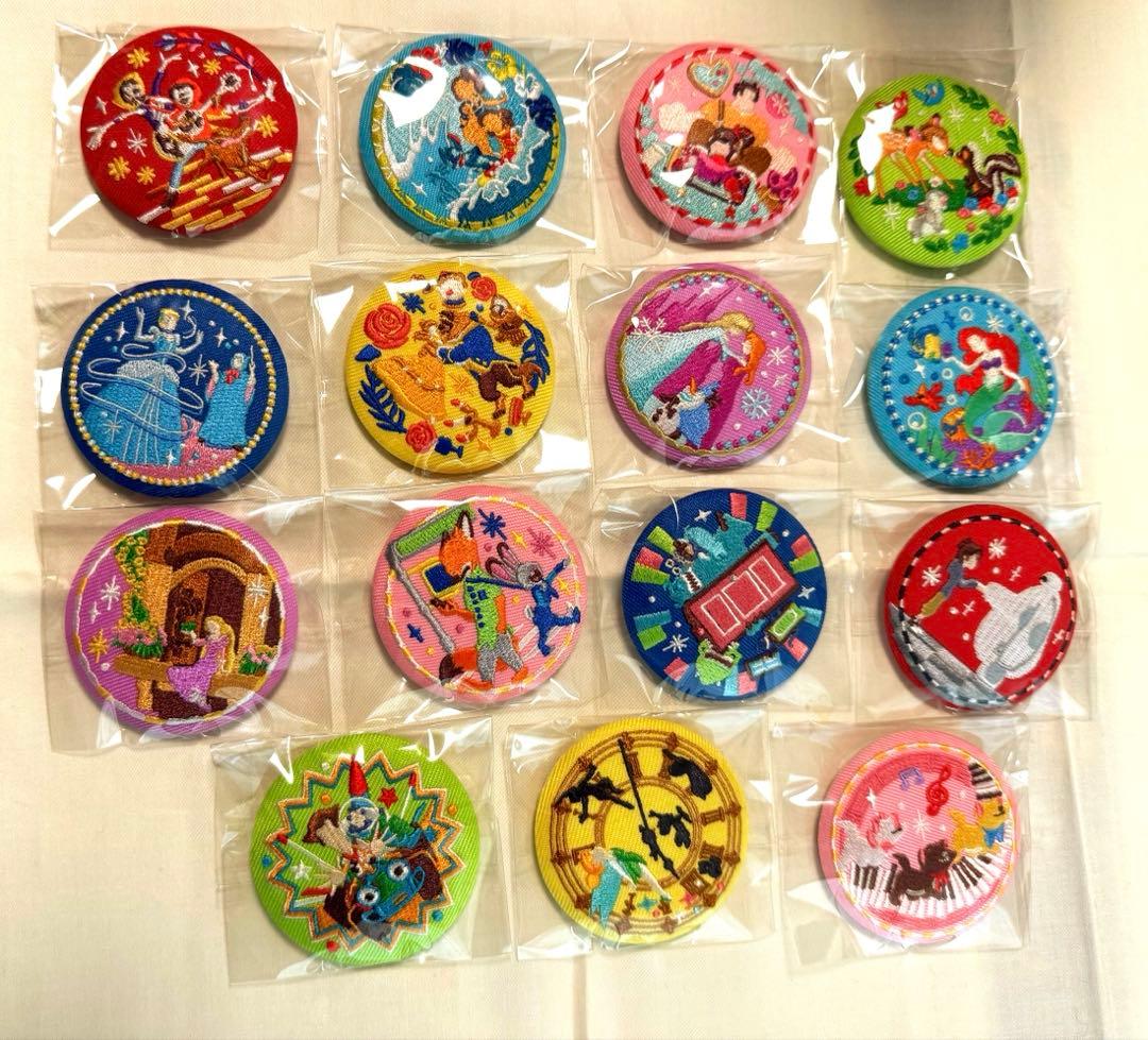 ディズニー刺繍缶バッジ2弾　15種コンプリートセット