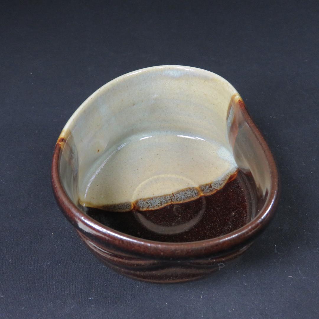 茶碗 膳所焼 沓形茶碗 変形 陽炎園 抹茶碗 茶器 茶道具 木箱 共箱