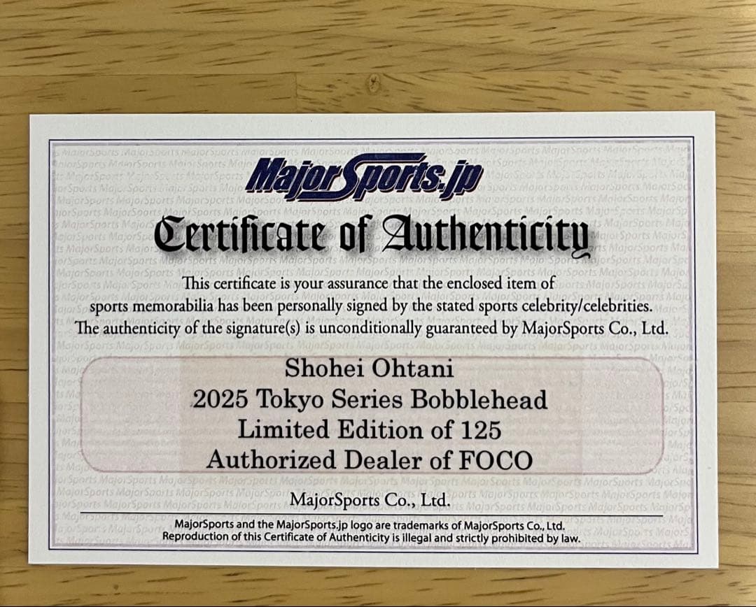 世界限定125体 大谷翔平 2025年MLB 日本開幕戦記念 ボブルヘッド