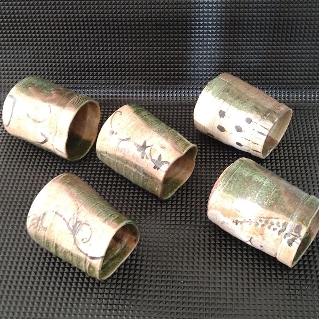 整理NO.84。織部筒向付　五客　江戸前期