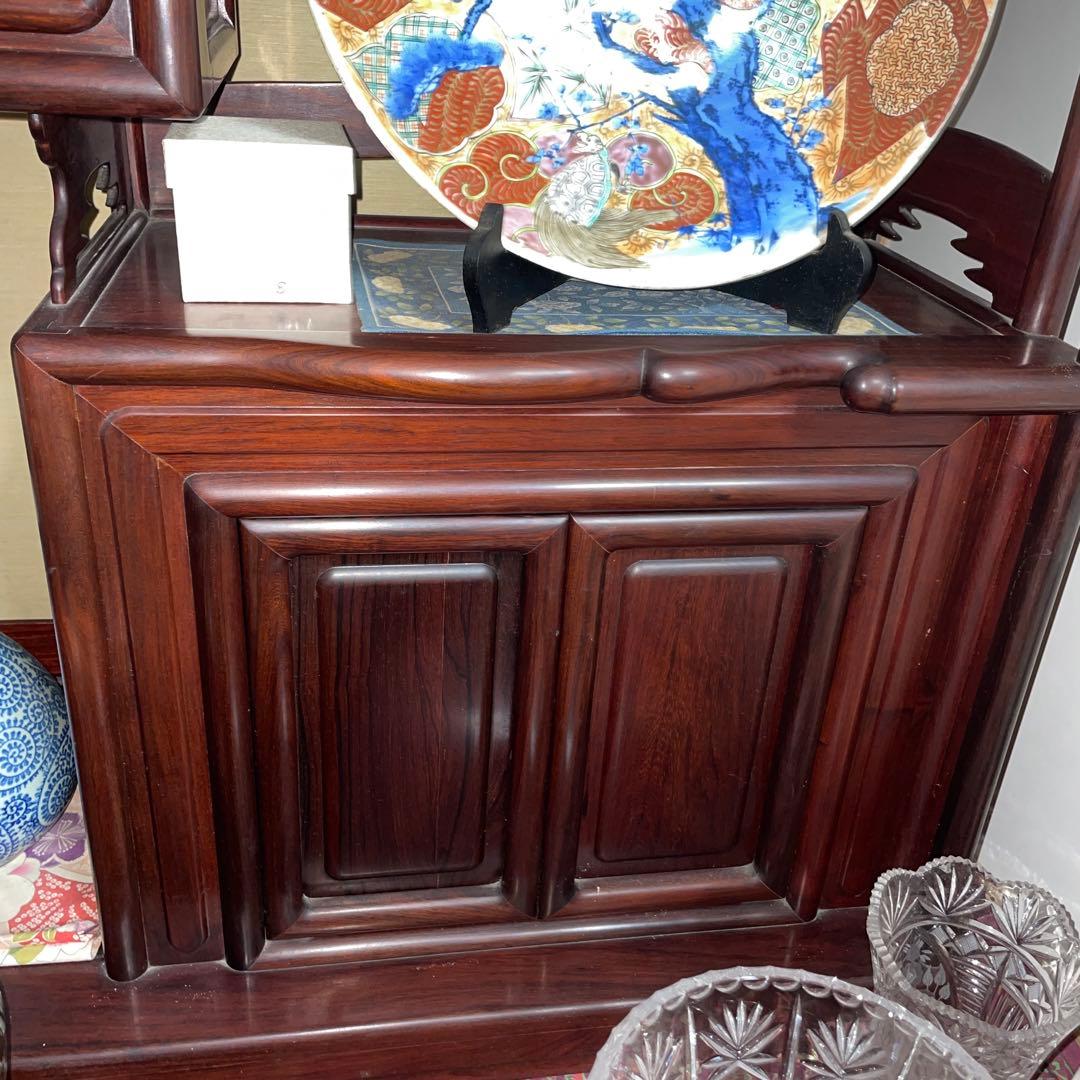 飾り棚　違い棚　茶棚　煎茶棚　茶箪笥　収納棚　唐木　黒檀？　紫檀？　無垢　家具