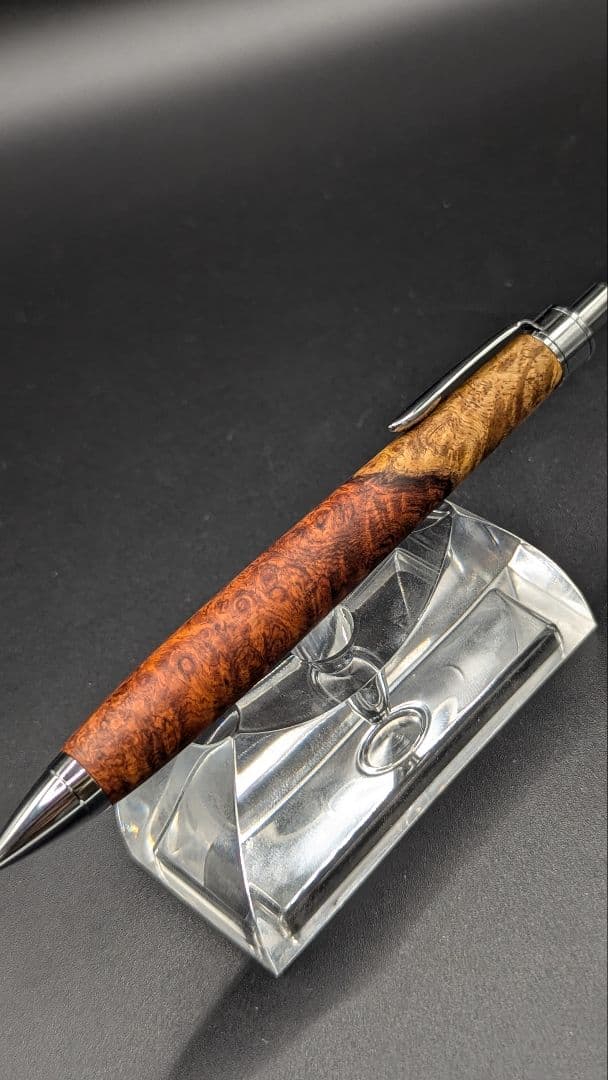 368ペン工房翌檜　特上　紅白　本花梨　瘤杢　木軸シャーペン　ボールペン
