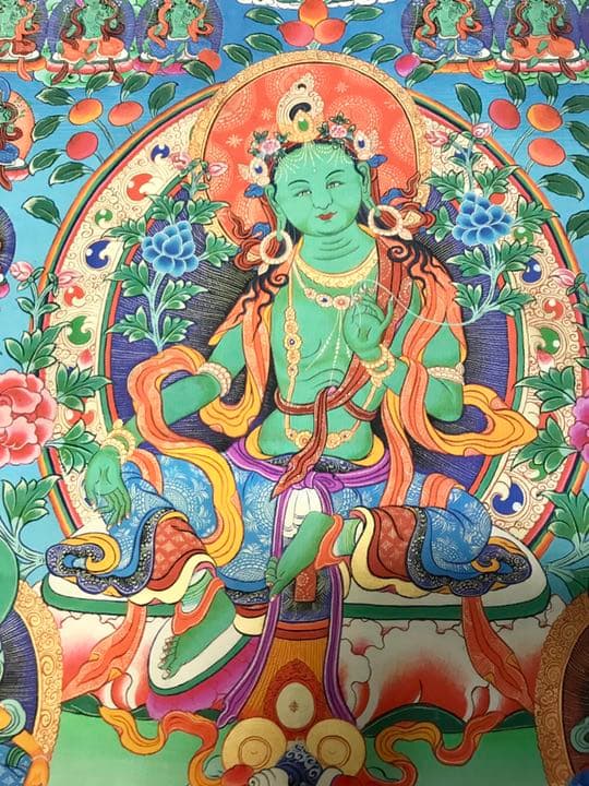 チベット密教曼陀羅画　グリーンターラ