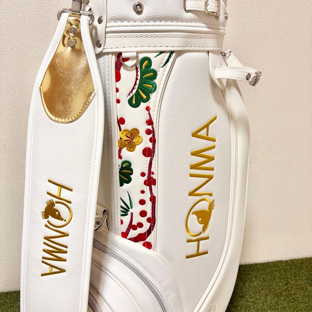新品｜高級　HONMA ホンマ　会津絵　キャディバッグ　ゴールド　金　刺繍