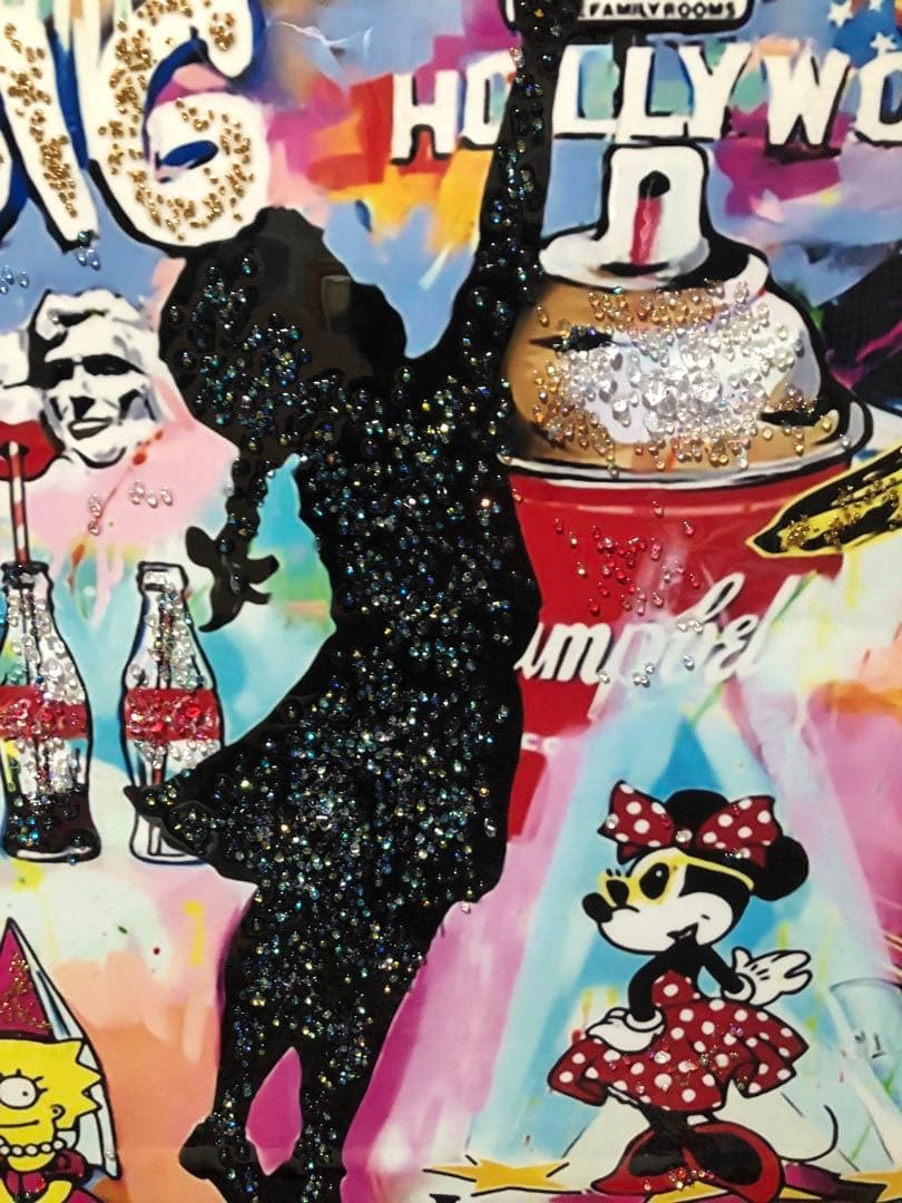 新品未使用 特大レジンアート　水晶レジンパネルアート　バンクシー水晶レジンアート