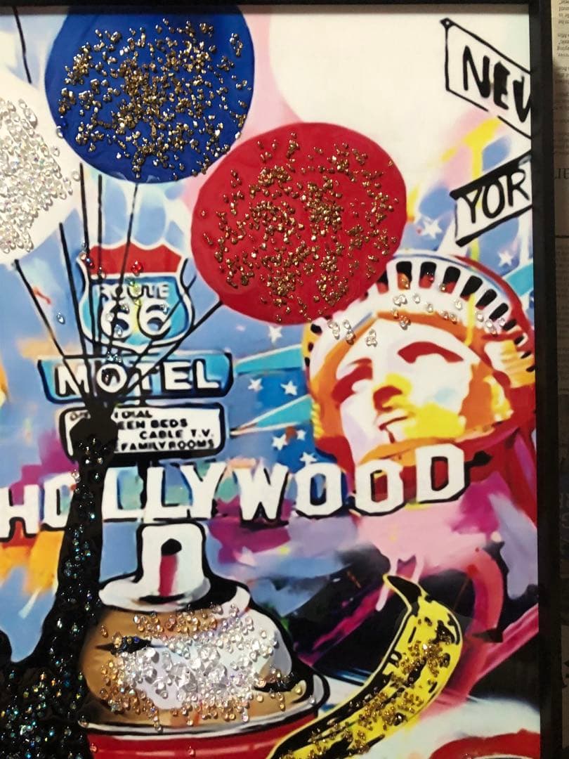 新品未使用 特大レジンアート　水晶レジンパネルアート　バンクシー水晶レジンアート