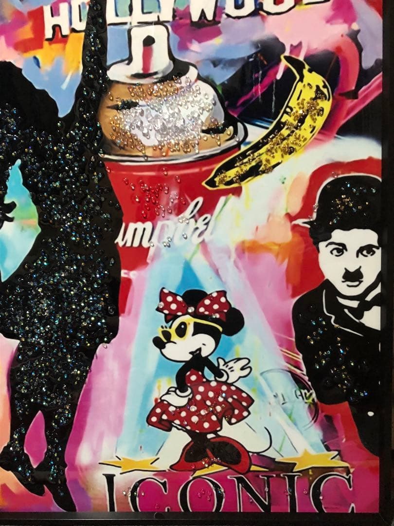 新品未使用 特大レジンアート　水晶レジンパネルアート　バンクシー水晶レジンアート