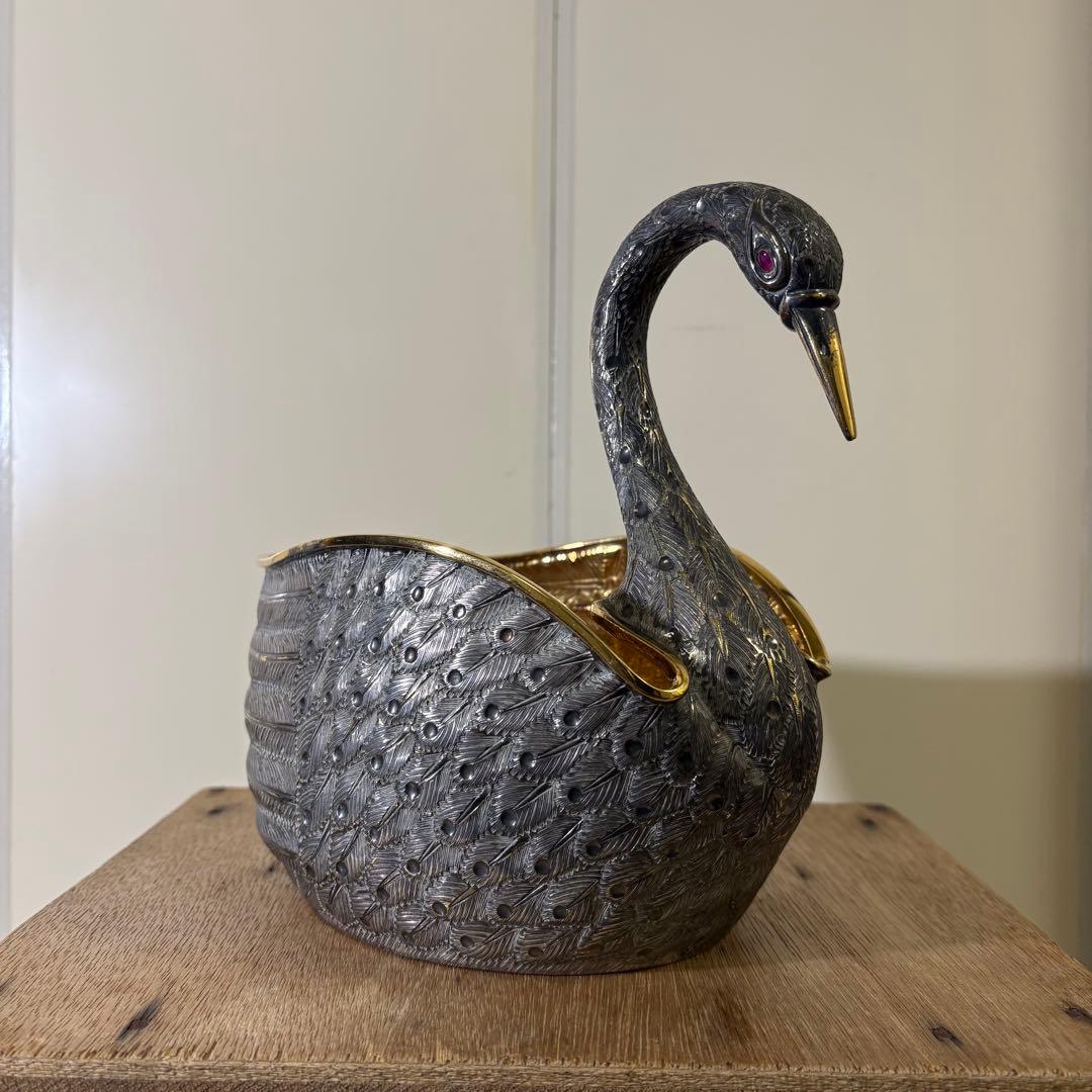 工芸品 MEXICO TANE SILVER 925 VINTAGE SWAN BOWL