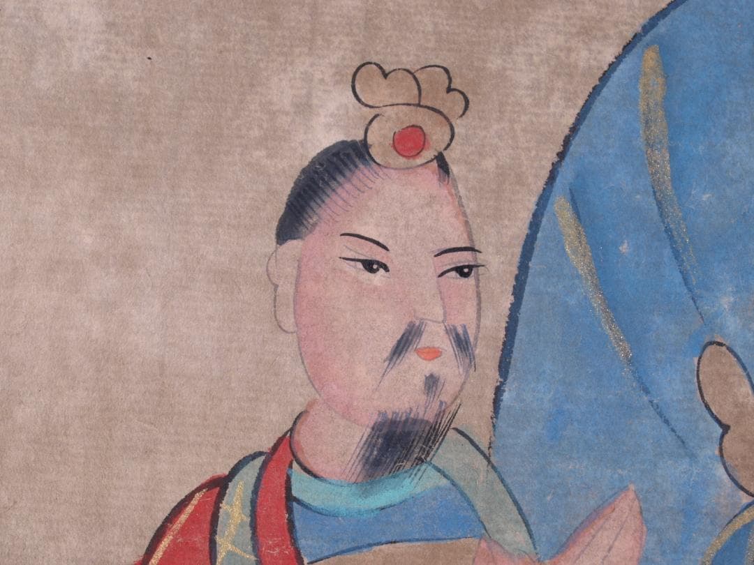 古民家整理品　中国清時代掛け軸　肉筆水彩絵　骨董品　唐物 R1700 C6-3