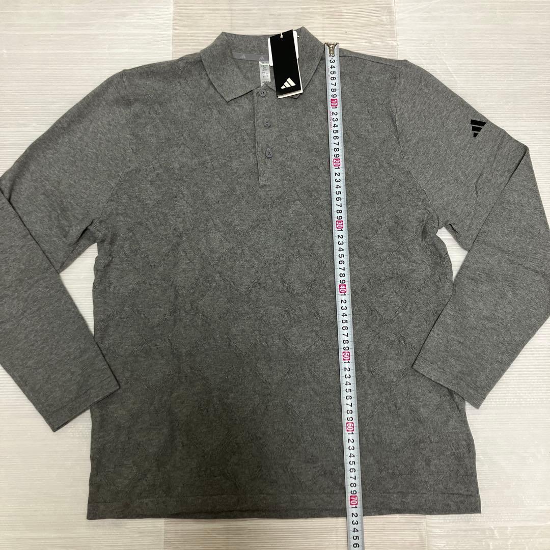 送料無料 新品 adidas GOLF アーガイル柄セーター ポロ 2XL GR