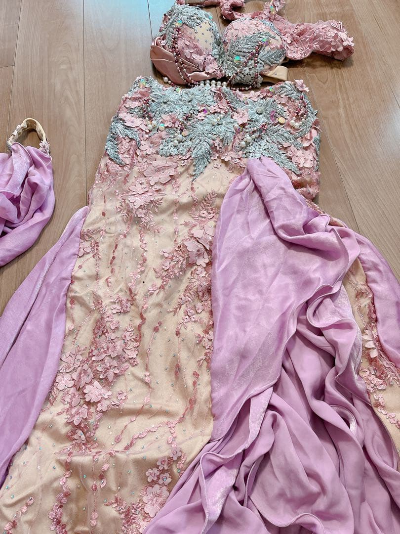 ベリーダンス衣装　オリジナル　パープルピンク