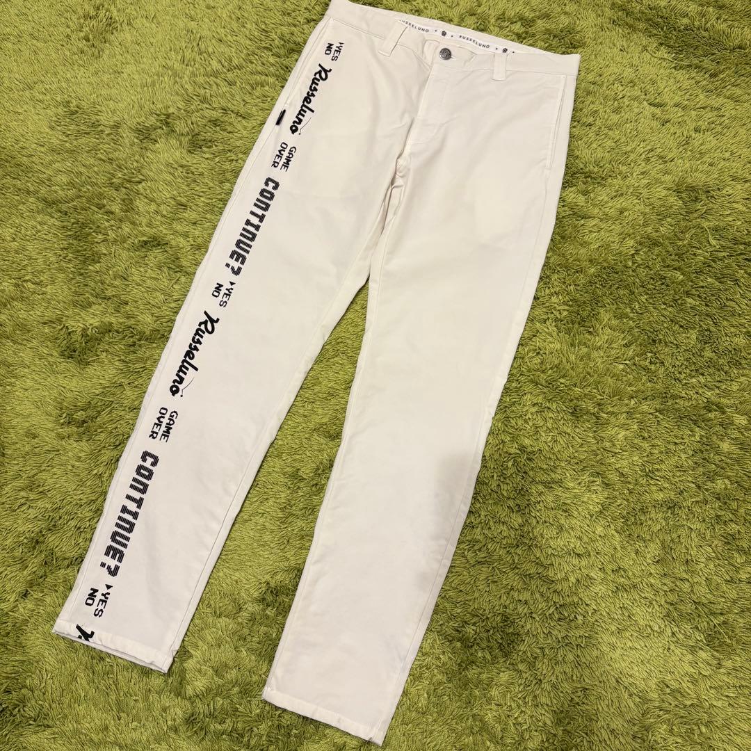 Russeluno ラッセルノ メンズパンツ ホワイト ロゴ サイズ5 （L）