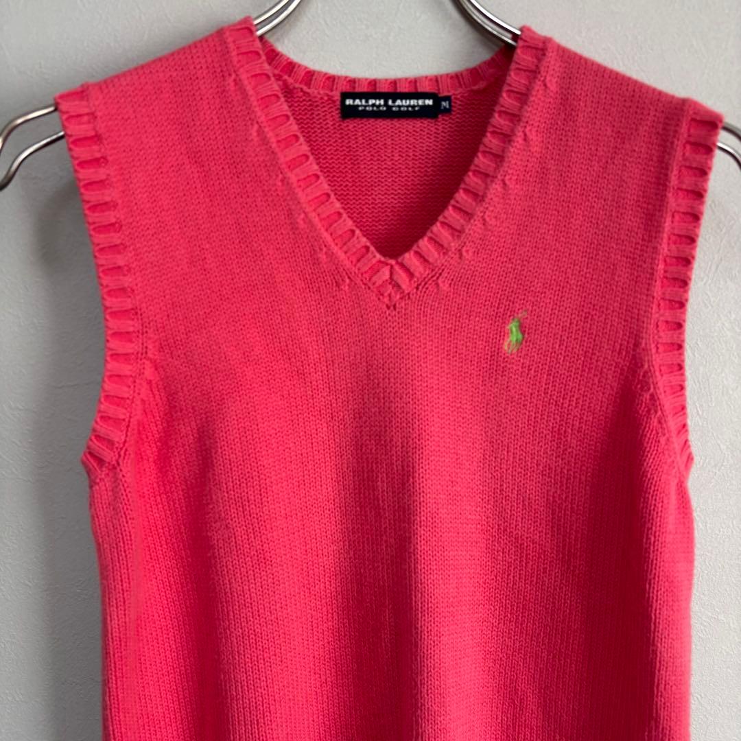 ポロゴルフ ラルフローレン RALPH LAUREN ベスト ニットM ピンク