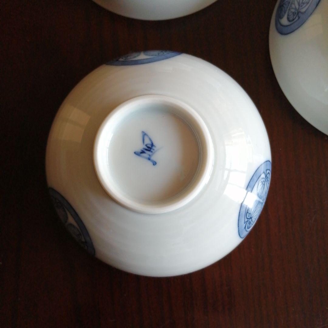 瀬戸焼　伊藤伊平　染付葵文汲出碗　5客　10cm