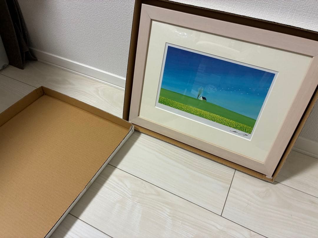 h*i様 葉祥明 「春の風」複製画　ホワイトフレーム付き