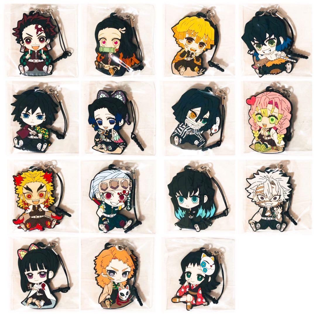 新品★鬼滅の刃★ぺたん娘トレーディングラバーストラップ★ラバスト★15点セット