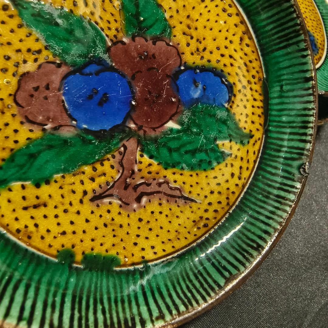 古九谷 青手九谷小皿 幕末骨董 手描き 古美術 旧家蔵出し 蒐集家放出美品