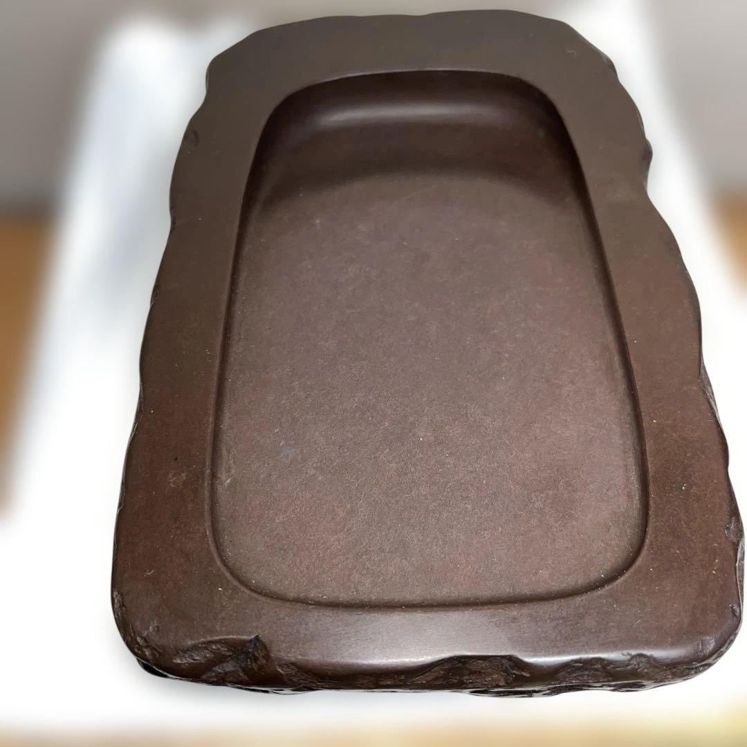 ⭕️赤間硯　名工　堀尾卓司　野面硯　共桐箱　女性好み作品　均整ある美品