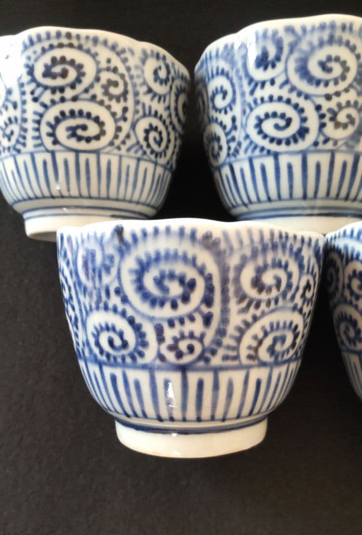 染付　蛸唐草　蕎麦猪口　５客