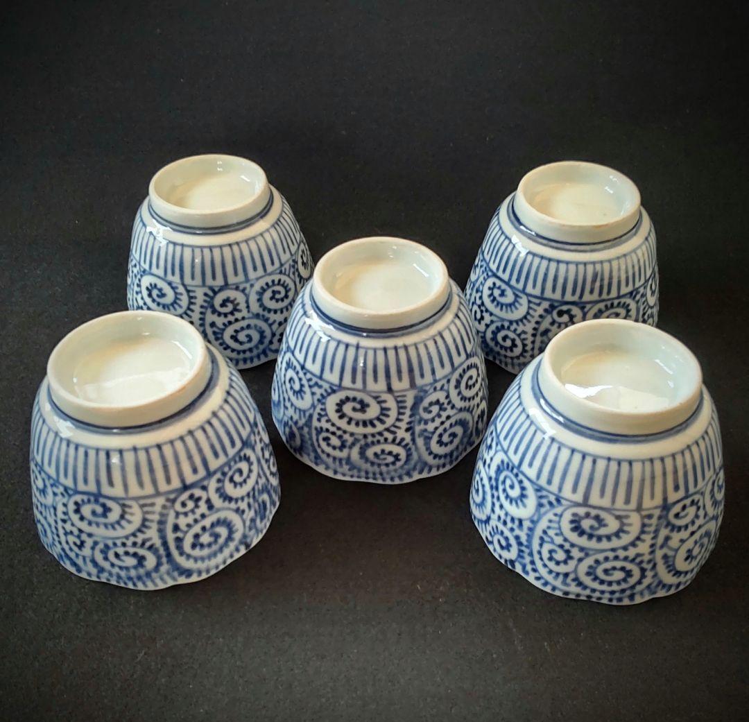 染付　蛸唐草　蕎麦猪口　５客