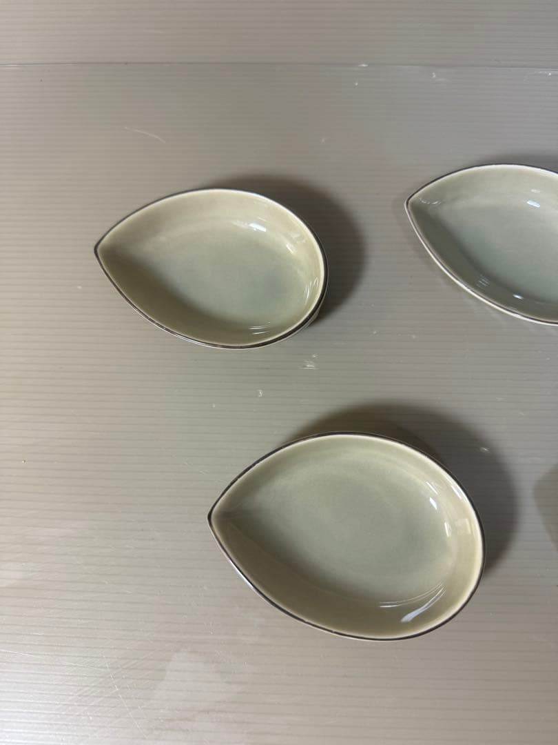 2427 希少　深川製磁　百年庵　茶灰釉　小皿　5客