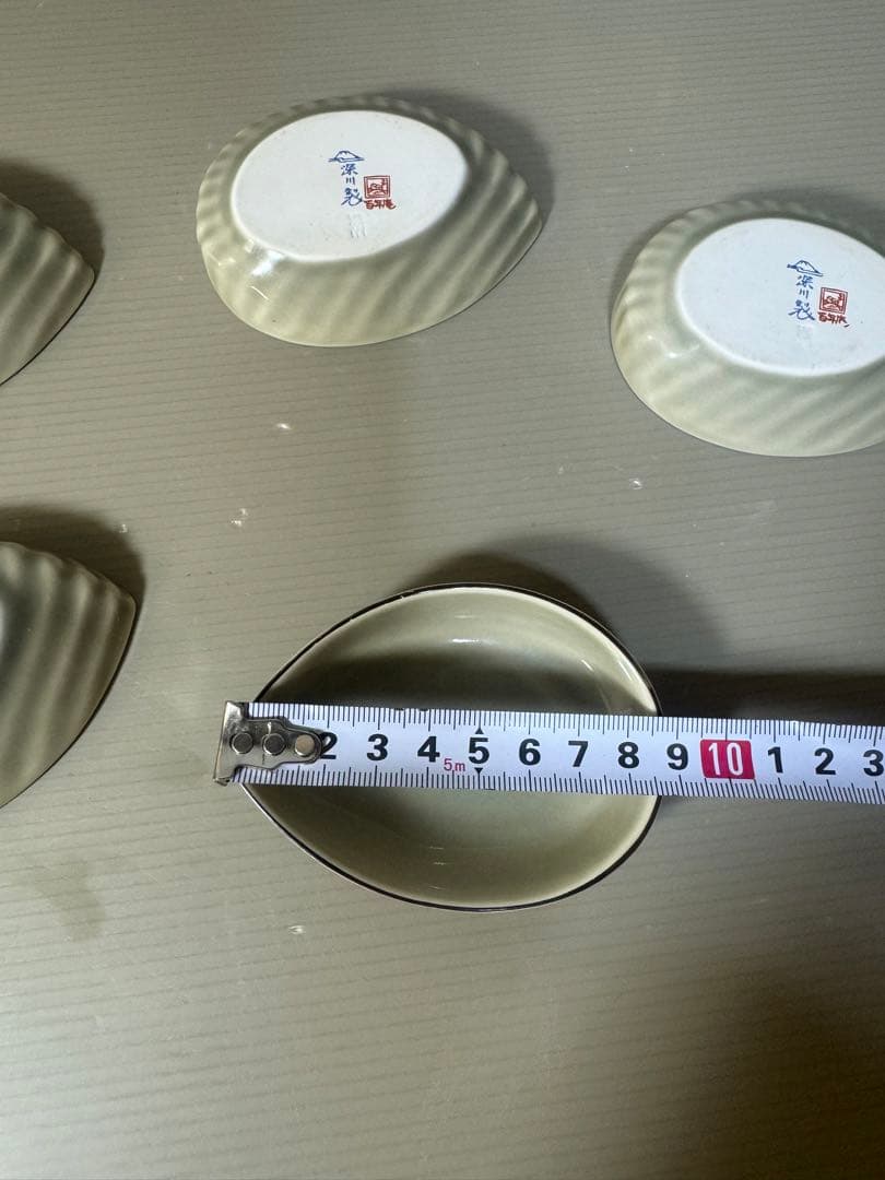 2427 希少　深川製磁　百年庵　茶灰釉　小皿　5客