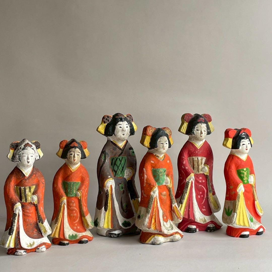 舞妓シスターズ 土人形 酒田人形 鶴岡人形 6体セット