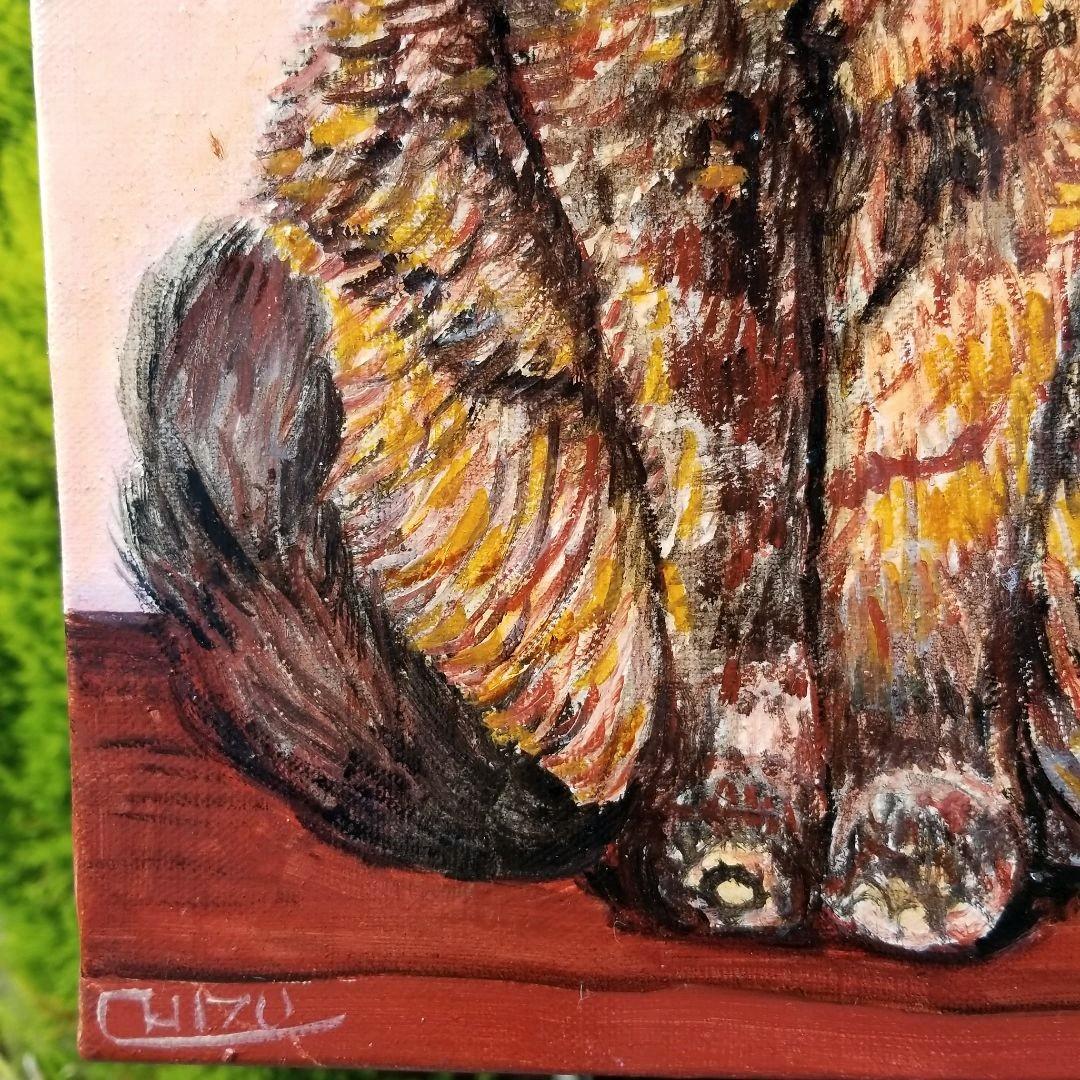 キャンバス油絵　キラ確認　お花と並んでおすまし華ちゃん