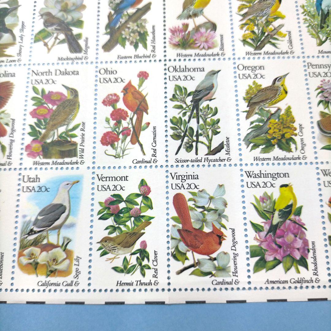 2772 外国切手 アメリカ 【人気品】州立鳥と花 50種完セットシート 未使用