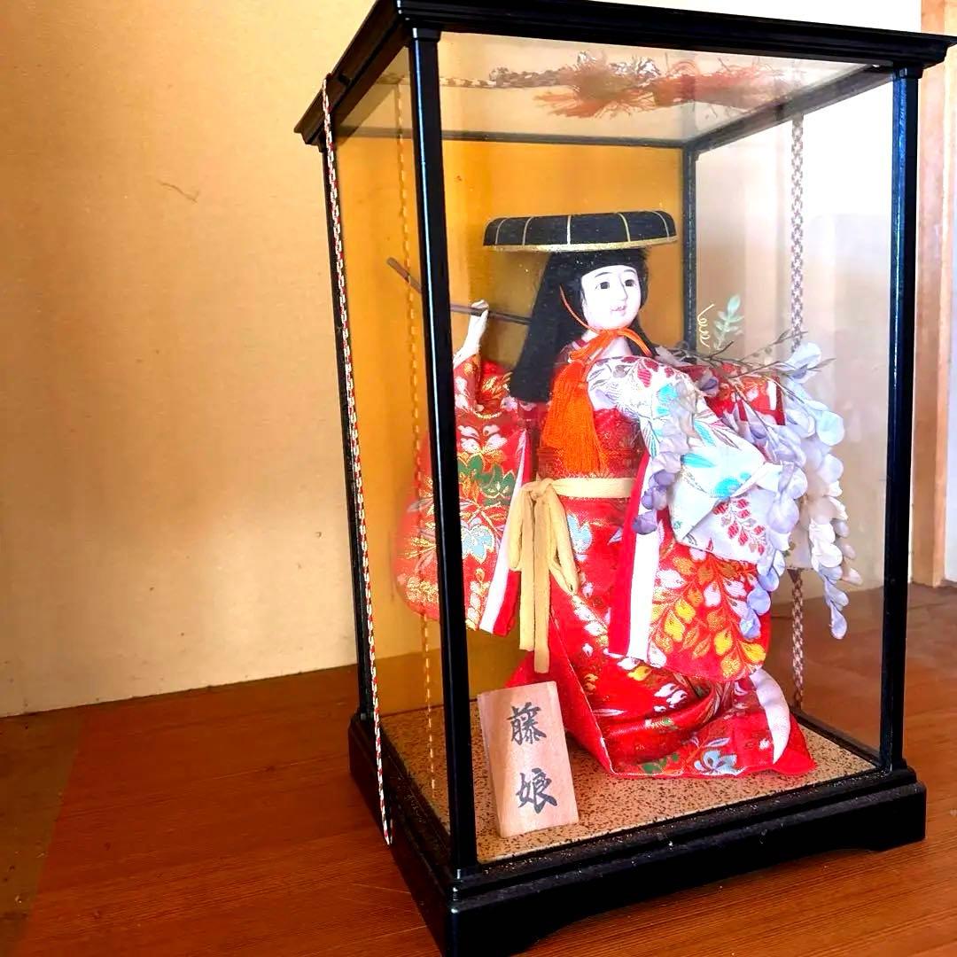 市松人形 藤娘 ガラスケース付き