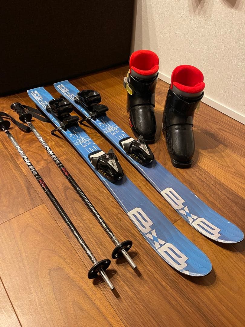 キッズ　スキー板90cm ビンディング　ブーツ ストック セット ジュニア用