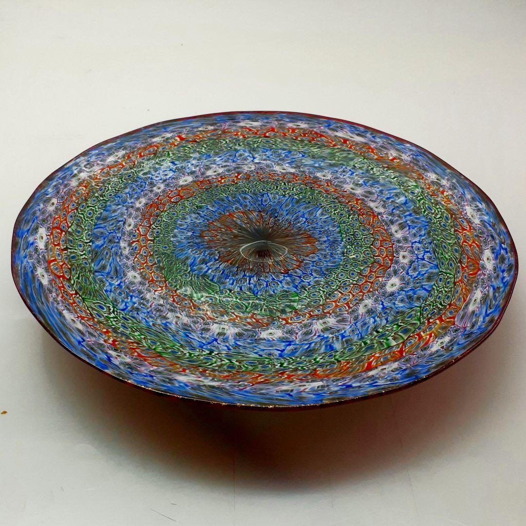 MURANO GLASS 30cm 大きな ミルフィオリ 崩し プレート皿