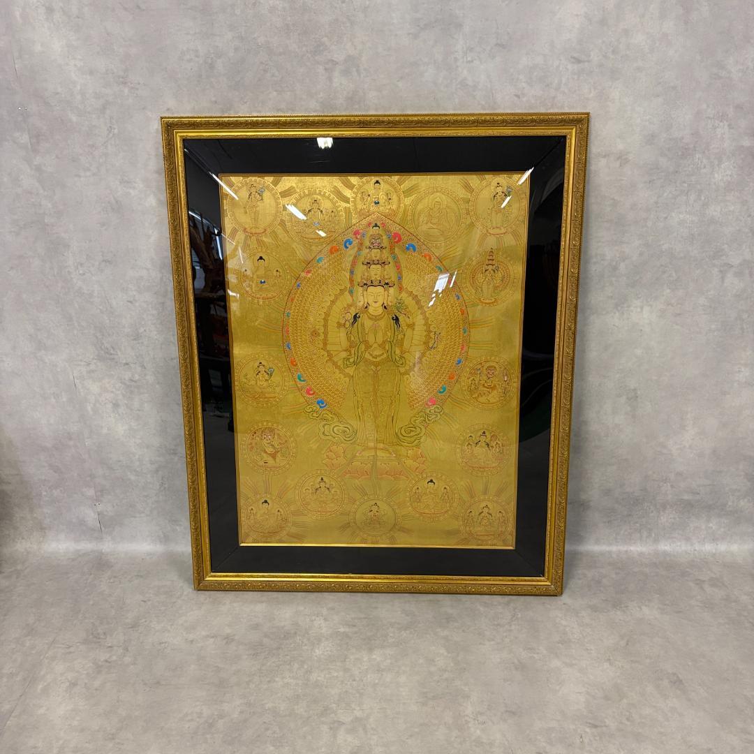 十一面千手観音 タンカ 仏画 絵画 細密画 サハスラブジャ 観音菩薩