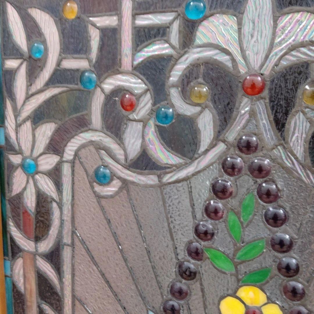 ステンドグラス 花のデザイン 木製フレーム
