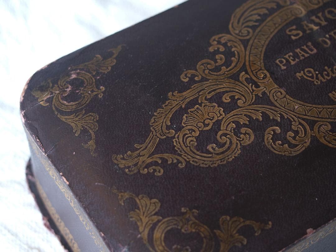 ロココ調 古い紙箱 PARIS 19世紀 小物入れ デコレーション/K383