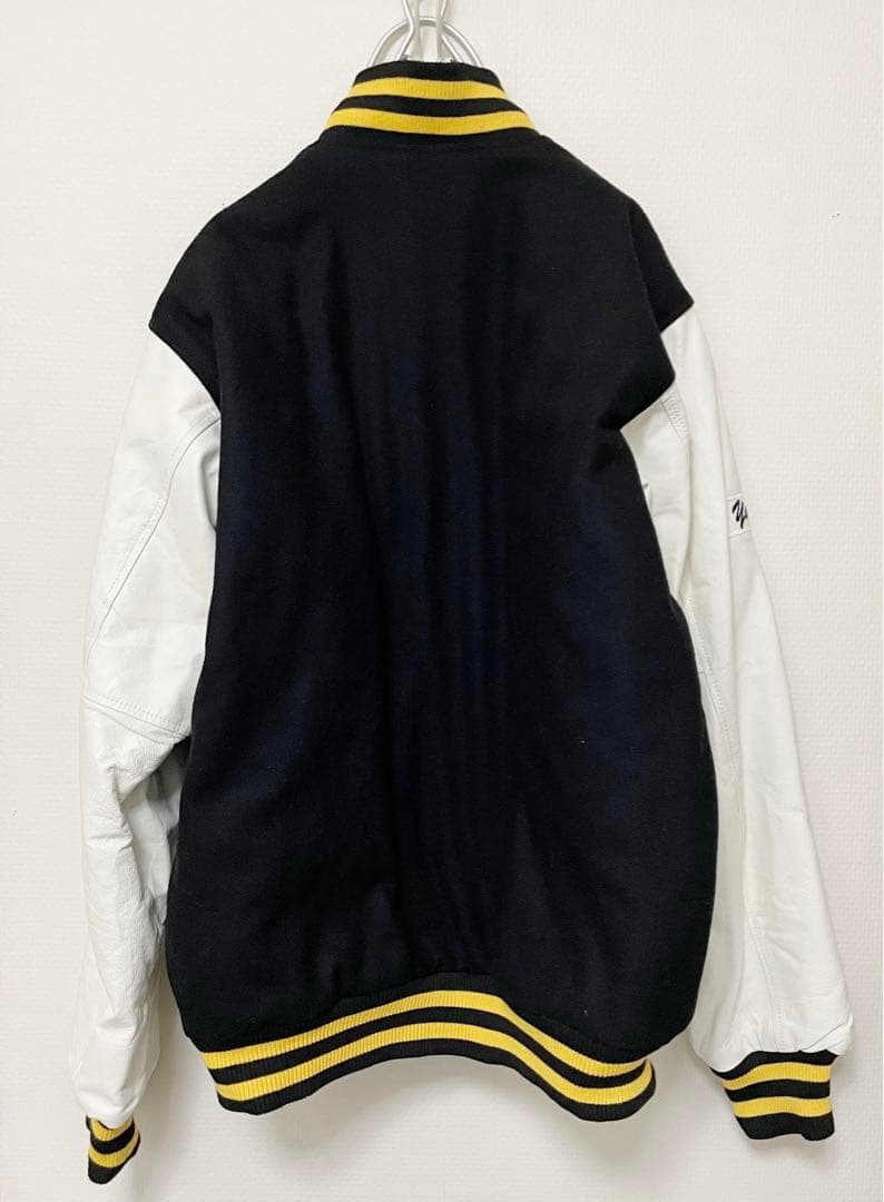 美品 阪神タイガース/ミズノプロ 袖レザーxウール　スタジャン　size L