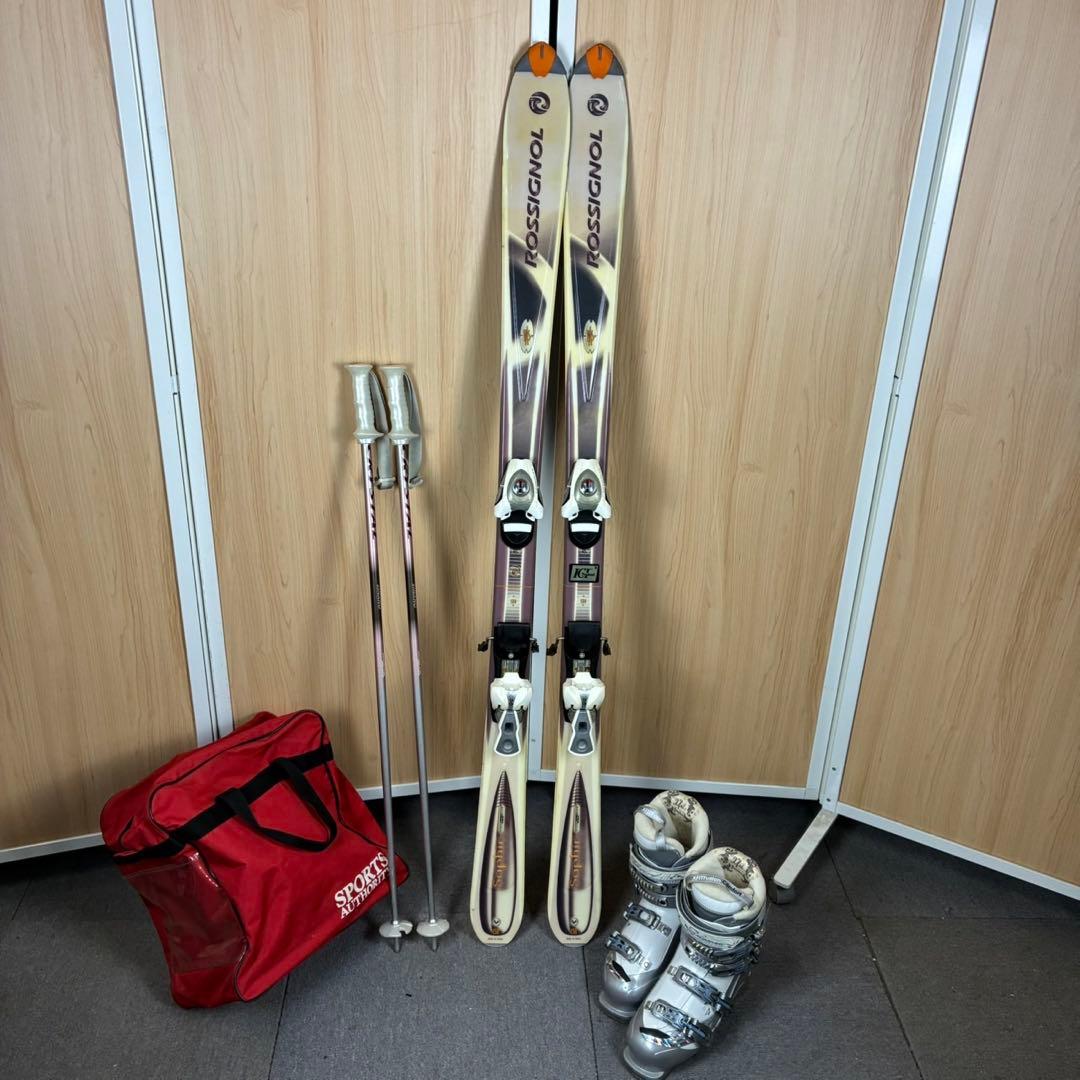 【送料込】ROSSIGNOL ロシニョール　スキー　ブーツ　ストック　3点セット