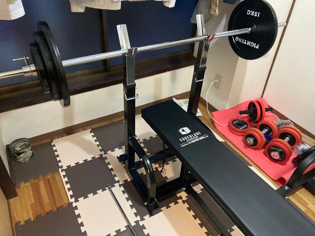 ベンチプレス 、懸垂マシン、防音マット